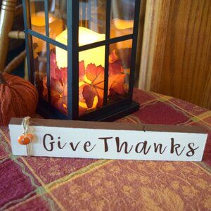 NEW/Handmade "Give Thanks" 10"w Wooden Sign